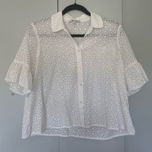 Eyelet button up blouse